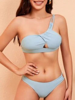 Sexy Pure One Shoulder Swimsuit Bikinis