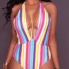 Striped V Neck Backless Beach Swimsuits For Women -BreezeWear Store P 20220607200740464 528