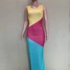 Color Blocking Slit Long Sleeveless Maxi Dress -BreezeWear Store P 20220608094843252 724