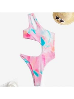 Fashion One-Shoulder Printing Hollow Out Women's One-pieces