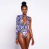 Sexy Printing One Shoulder Zipper Women's One-Piece Swimsuit -BreezeWear Store P 20220614194541765 343