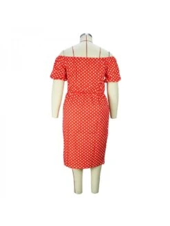 Fashion Red Polka-dot Women's Plus Size Dress -BreezeWear Store P 20220615150650593 775