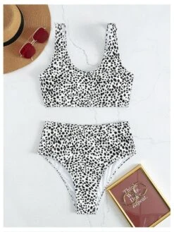 Sexy U Neck Polka-dot Women's Split Bikini Swimsuits -BreezeWear Store P 20220615203251343 553