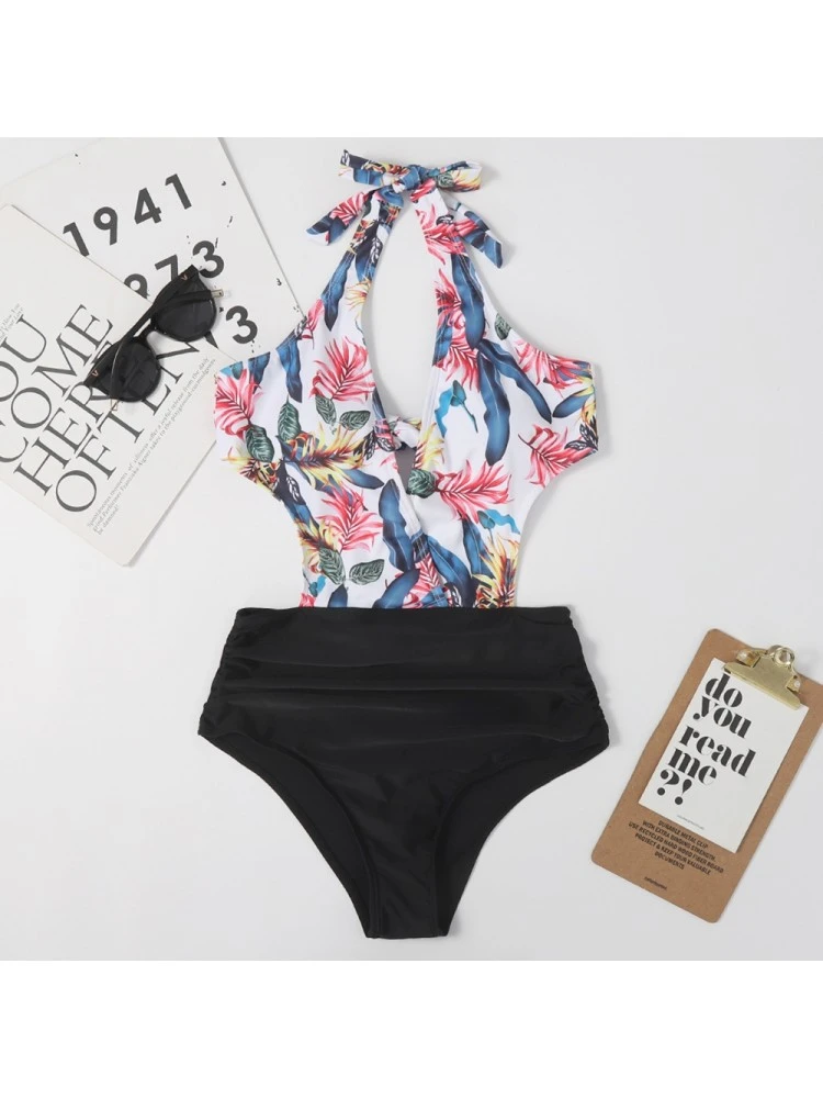 Halter Backless Flower Printing Women's One-Piece 4 Halter Backless Flower Printing Women's One-Piece - Image 2