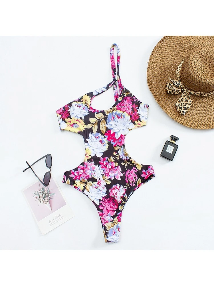 Sexy Irregular Hollowed Out Printing Women's One-pieces 4 Sexy Irregular Hollowed Out Printing Women's One-pieces - Image 2