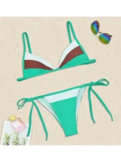 Backless Contrast Color Bikini Set -BreezeWear Store P 20220622152250782 290