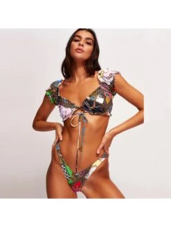 Sexy Printed Stringy Selvedge Backless Bikini Sets