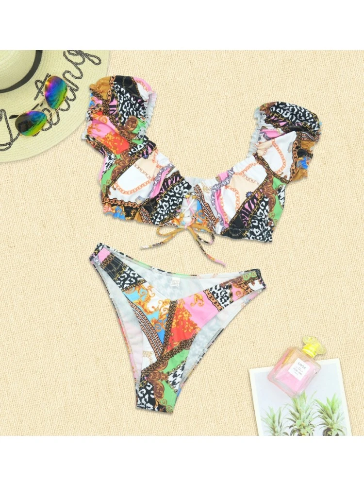 Sexy Printed Stringy Selvedge Backless Bikini Sets 6 Sexy Printed Stringy Selvedge Backless Bikini Sets - Image 4