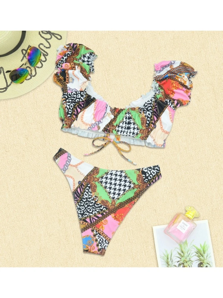 Sexy Printed Stringy Selvedge Backless Bikini Sets 7 Sexy Printed Stringy Selvedge Backless Bikini Sets - Image 5