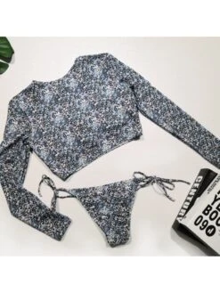 Long Sleeve Printing Bandage Women's Bikini Swimsuit 9 Long Sleeve Printing Bandage Women's Bikini Swimsuit -BreezeWear Store P 20220622155352487 252