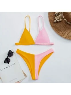 Summer Sexy V Neck Contrast Color Women's Bikini -BreezeWear Store P 20220622161047380 332