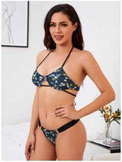 Sexy Beach Printing Cutout Bikini Swimsuit Set -BreezeWear Store P 20220623221650842 747