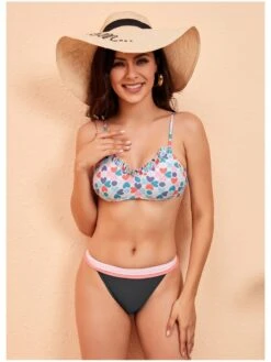 Sexy Printing Backless Bikini Swimsuit Set