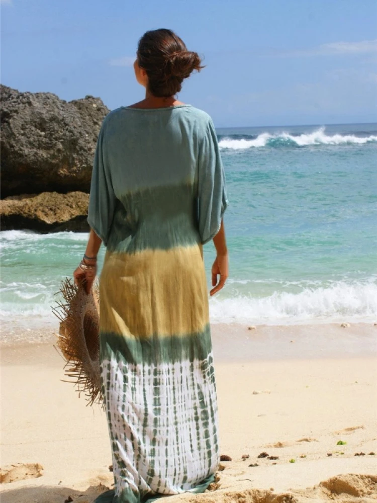 Fashion Deep V Tie Dyed Women's Sunscreen Dress 6 Fashion Deep V Tie Dyed Women's Sunscreen Dress - Image 4