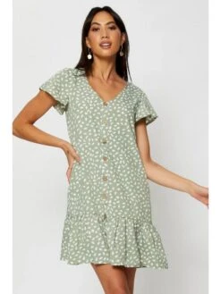 Summer Fashion V Neck Printing Women's Short Dress