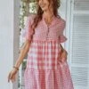 Casual Gingham Short Sleeve Loose Short Dress -BreezeWear Store P 20220624192800980 554