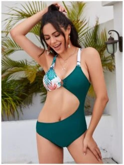 Cut Out Printed Backless Sexy One Piece Swimsuits