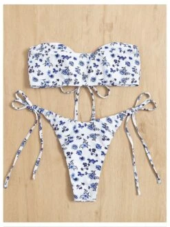 Sexy Floral Strapless Crop Tank Two Piece Swimsuit Set -BreezeWear Store P 20220627100758502 897