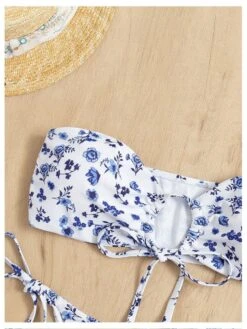 Sexy Floral Strapless Crop Tank Two Piece Swimsuit Set -BreezeWear Store P 20220627100800968 155