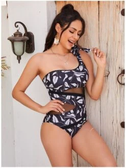 Sexy One-Shoulder Printing One-Piece Swimwear -BreezeWear Store P 20220627230403607 205