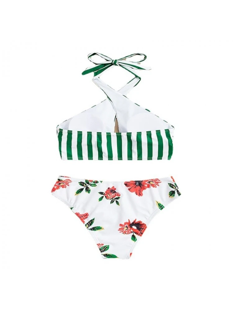 Summer Printing Striped High Waist Split Bikini Swimsuit 6 Summer Printing Striped High Waist Split Bikini Swimsuit - Image 4