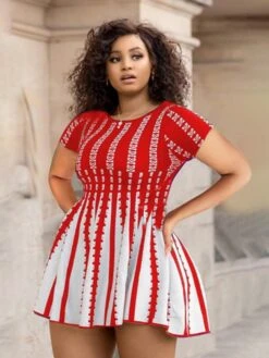 Causal Summer Printed Short Sleeve Short Dress