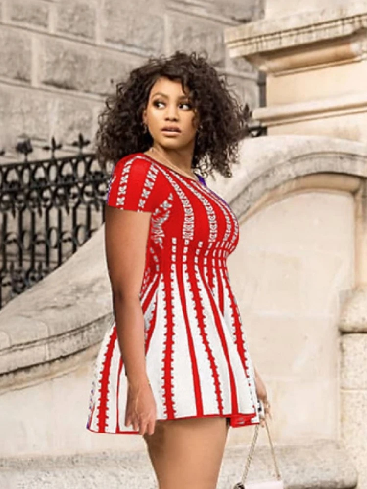 Causal Summer Printed Short Sleeve Short Dress 4 Causal Summer Printed Short Sleeve Short Dress - Image 2