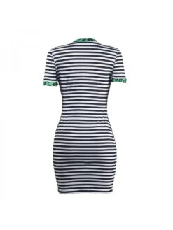 Striped Leopard Print Short Sleeve Dress -BreezeWear Store P 20220630104414471 215