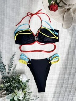 Sexy Halter Colorblock Backless 2 Piece Bikini Sets -BreezeWear Store P 20220707202007344 299