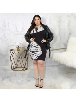 Summer Fashion Round Neck Printing Plus Size Dress