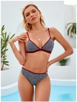 Contrast Color Printed Bikini Sets For Women