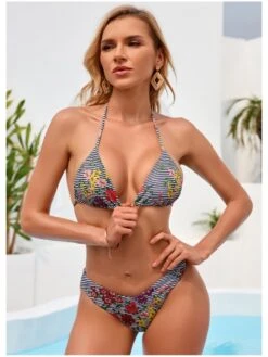 Sexy Printing Halter Bikini Swimsuit Set
