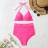 Sexy Halter Pure Color Backless Women's Bikini Swimsuit -BreezeWear Store P 20220722195356980 605