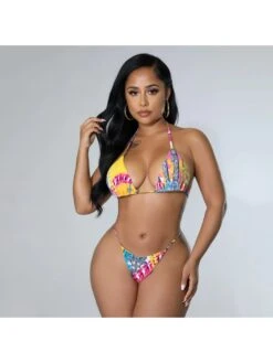 Summer Sexy Printing Strappy Bikini Women's Three-Piece Set -BreezeWear Store P 20220722201009714 329