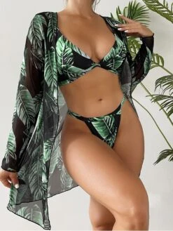 Sexy Printed Women's Bikini Three-piece Suit