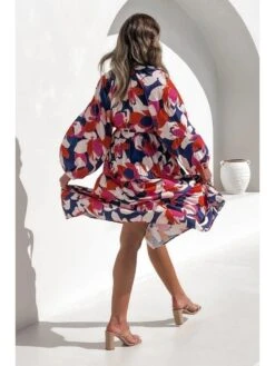 Fashion Loose V Neck Printing Long Sleeve Dress -BreezeWear Store P 20220812115357711 759