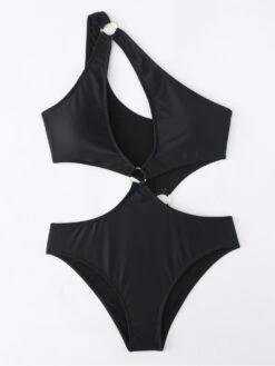 Sexy Solid Color Hollowed Out One Shoulder Swimwear -BreezeWear Store P 20220822095006453 856