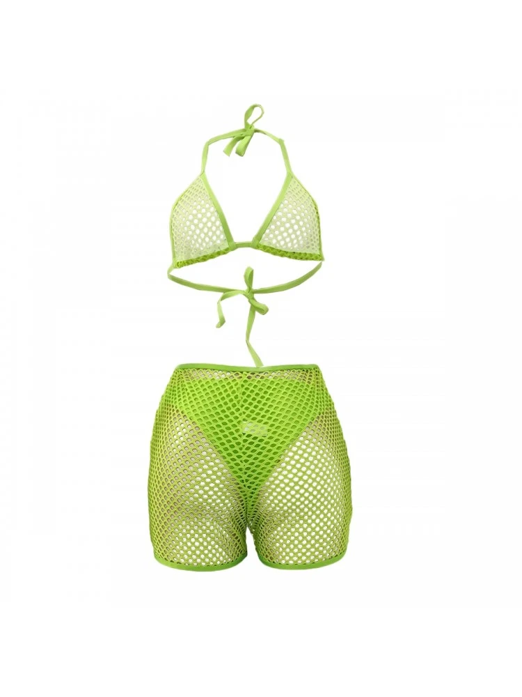 Sexy Halter Hollowed Out Solid 3-Piece Bikini Sets 7 Sexy Halter Hollowed Out Solid 3-Piece Bikini Sets - Image 5