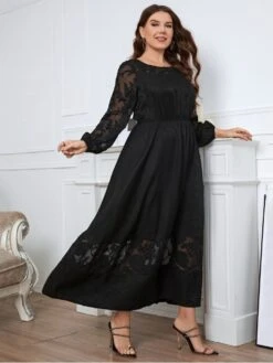 Temperament Round Neck Lace Women's Long Sleeve Dress -BreezeWear Store P 20220920173038330 640