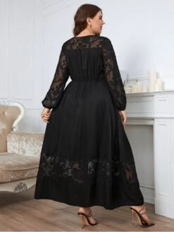 Temperament Round Neck Lace Women's Long Sleeve Dress -BreezeWear Store P 20220920173041006 662