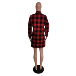 Plaid Loose Long Sleeve Short Dresses For Women -BreezeWear Store P 20221008154544309 993