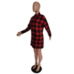 Plaid Loose Long Sleeve Short Dresses For Women -BreezeWear Store P 20221008154553395 107