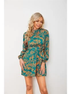 Puff Sleeve Printed Short Dresses For Women -BreezeWear Store P 20221012181029671 300