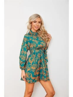 Puff Sleeve Printed Short Dresses For Women -BreezeWear Store P 20221012181032202 117