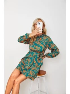 Puff Sleeve Printed Short Dresses For Women -BreezeWear Store P 20221012181034802 977