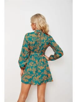 Puff Sleeve Printed Short Dresses For Women -BreezeWear Store P 20221012181039656 387