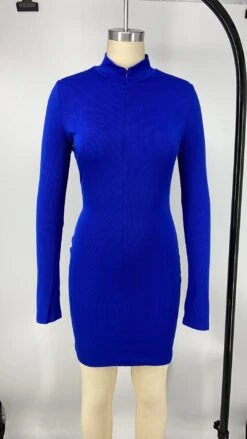 Pure Color Long Sleeve Zipper Women's Dress -BreezeWear Store P 20221026102007653 462
