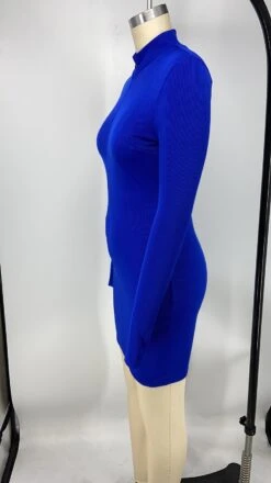 Pure Color Long Sleeve Zipper Women's Dress -BreezeWear Store P 20221026102010413 558