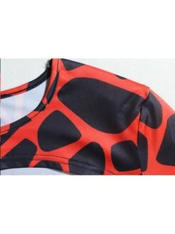 Hollow Out Red Printed Long Sleeve Dress -BreezeWear Store P 20221129092511854 178