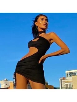 Sexy Cut Out Ruched Sleeveless Bodycon Mini Dress -BreezeWear Store P 20230209104722037 462